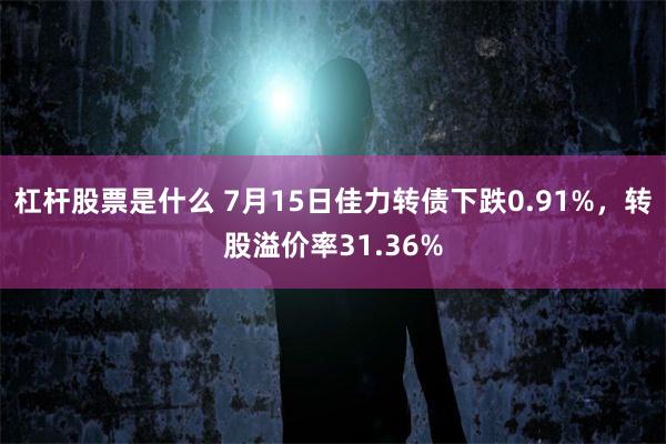 杠杆股票是什么 7月15日佳力转债下跌0.91%，转股溢价率31.36%
