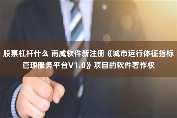 股票杠杆什么 南威软件新注册《城市运行体征指标管理服务平台V1.0》项目的软件著作权