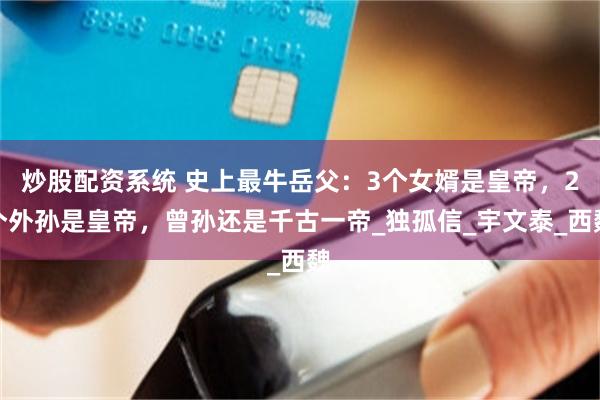 炒股配资系统 史上最牛岳父：3个女婿是皇帝，2个外孙是皇帝，曾孙还是千古一帝_独孤信_宇文泰_西魏
